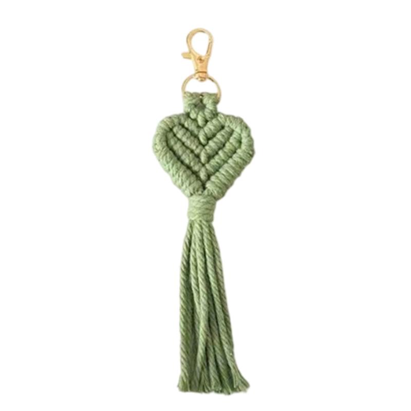 Handwoven Heart Tassels Keychain with Rotating Lobster Claws Clip Crochet Yarn Holder For Backpacks Bag Decoration