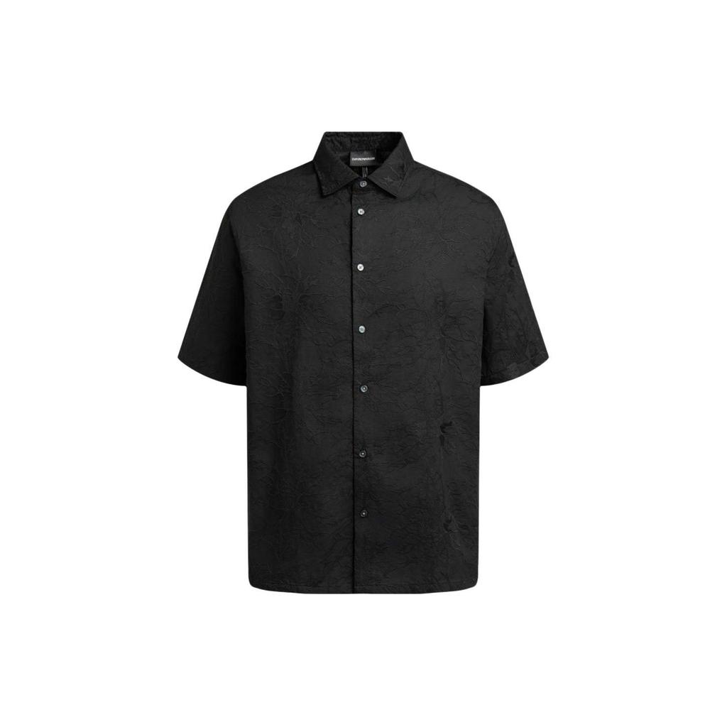 Emporio Armani Ss24 Dark Pattern Printed Square Neck Single-Breasted Short Sleeve Shirt Men shirts Black 3D1CG3-1NQMZ-0999