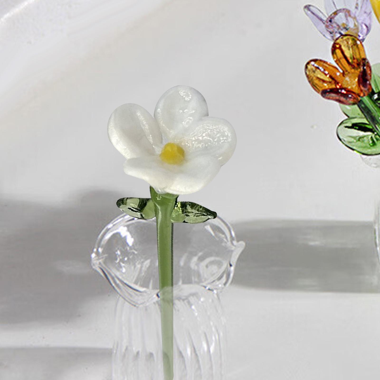 

Mini Glass Flower Collectible Gifts Floral Figurine Valentine s Day Room білий
