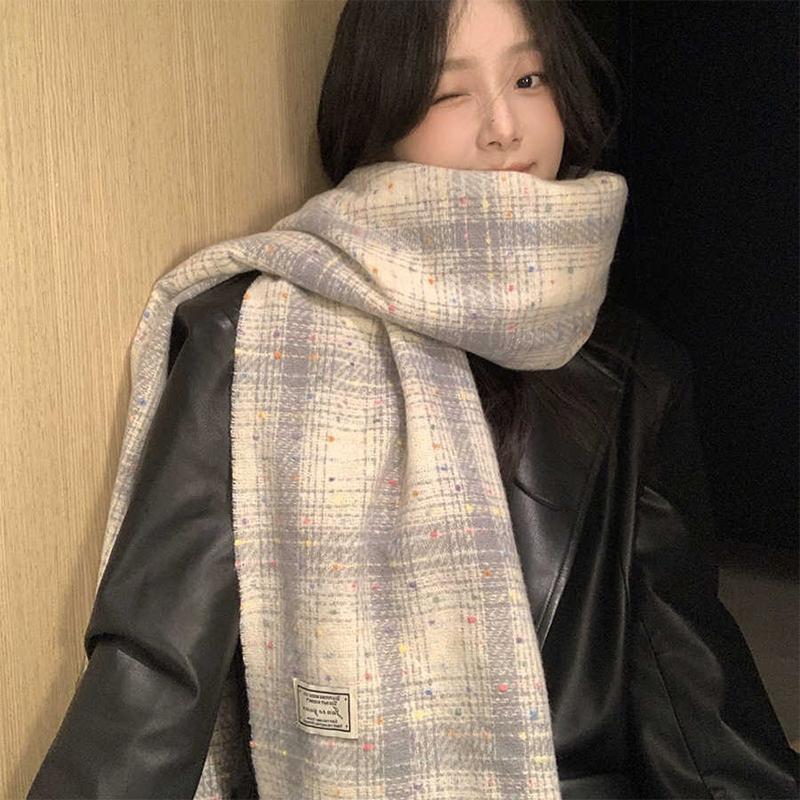 

Женский шарф из имитации кашемира, зимний, в стиле преппи, винтажный, в клетку, пашмина, женский, шарф, плед, накидка, шаль, парео синий