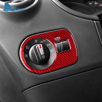 Real Soft Carbon Fiber Sticker For Seat Leon 2005 2006 2007 2008 2009 2010 2011 2012 LHD RHD Car Headlight Switch Frame Trim