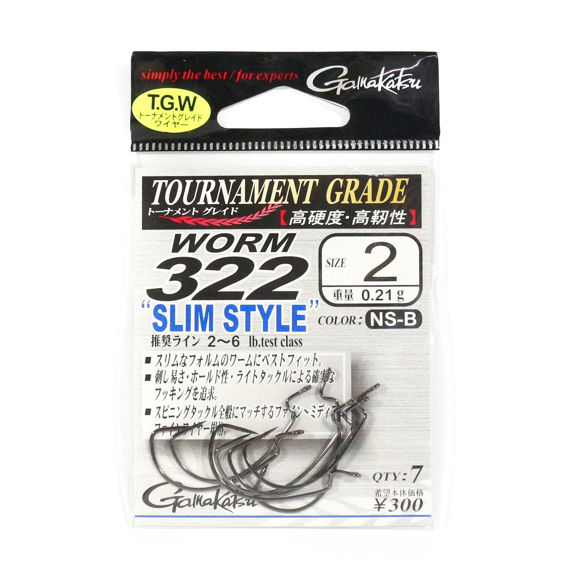 

Gamakatsu 67079 Worm 322 Slim Style Worm Hook Size 2 ,7 Per pack (7618)