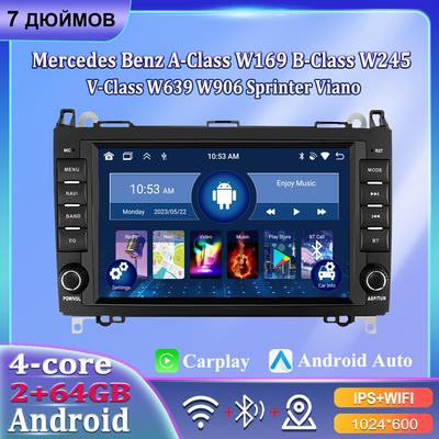 7'' Car Radio Android Carplay For Mercedes Benz A-Class W169 B-Class W245 V-Class W639 W906 Sprinter Viano Car Multimedia Player Autoradio 2+64GB