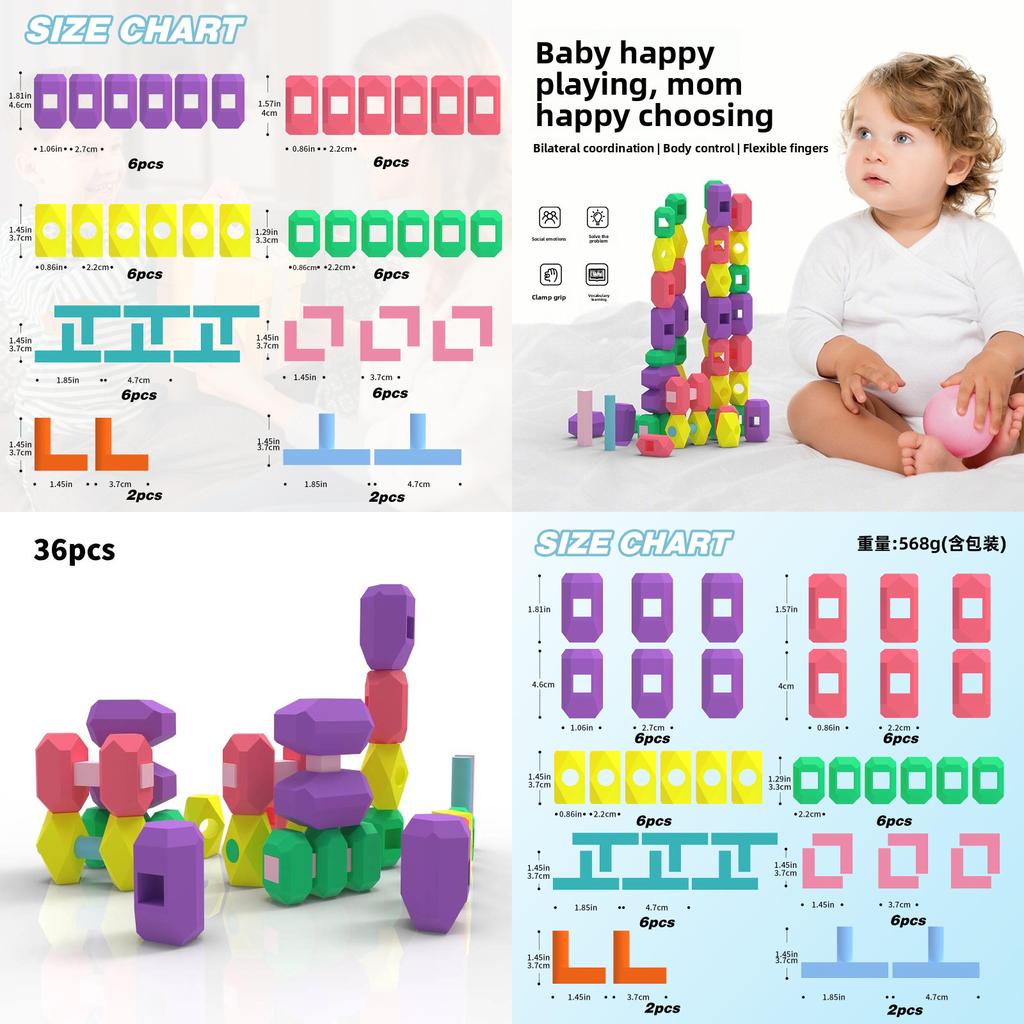 Silicone Building Blocks Toy For Kids Educational Diy Creative Play Set For Early Learning