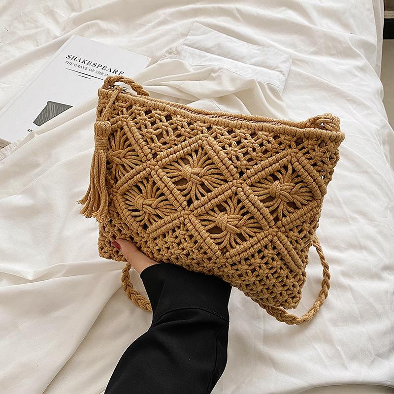 Bohemian Ethnic Bag Women's Fashion Woven Phone Bag Seaside Holiday Beach Crossbody Bag
