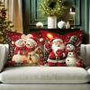 Christmas Santa and Snowman Pillow Covers Christmas Decorative Home Double-sided Print Square Pillow Living Room Pillowcase Gift