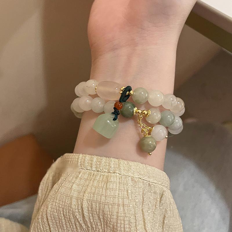 Natural Stone Lotus Pod Pendant Bracelet New Chinese Personality Trend Bracelet Simple Niche Fresh Jewelry Wholesale