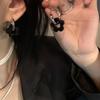 Black Floral Stud Earrings: High-End, Cold Style Design for Women, 2024 New Trendy Ear Accessories