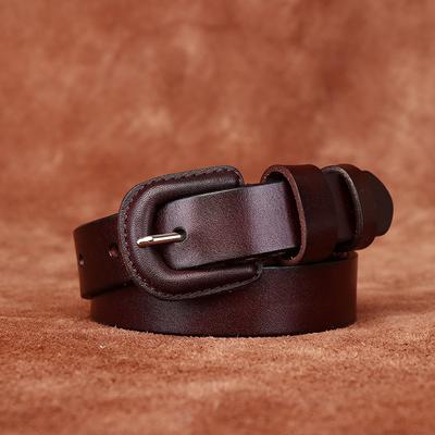 Retro Damenjeansgürtel aus Rindsleder erster Schicht, Schlichte Dekoration, Anti-Knopfkopf, Metallallergie-Gürtel, Damenmodell