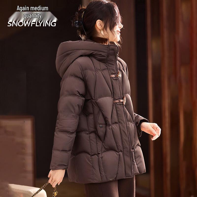SNOWFLYING Premium Women's Mid-Length Hooded Down Jacket