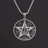Stainless Steel Mysterious Pentagram and Angel Symbol Pendant Necklace