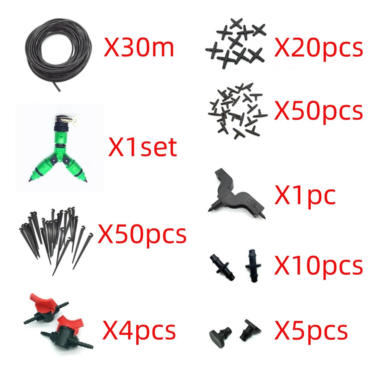 

30m Portable DIY Micro Drip Irrigation System Kit 4/7mm Hose Y-shape Splitter Automatic Garden Greenhouse Watering Tools