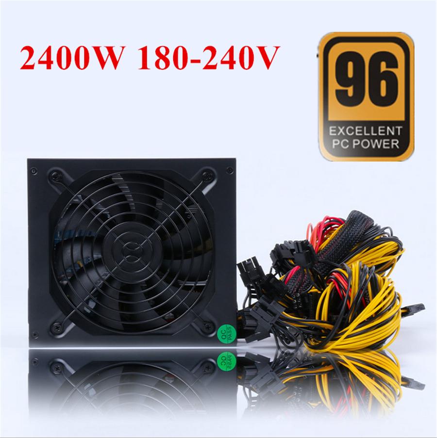 2400W Modular Power Supply for 6/8 GPU Eth Rig Ethereum Coin Mining Miner 96 Gold