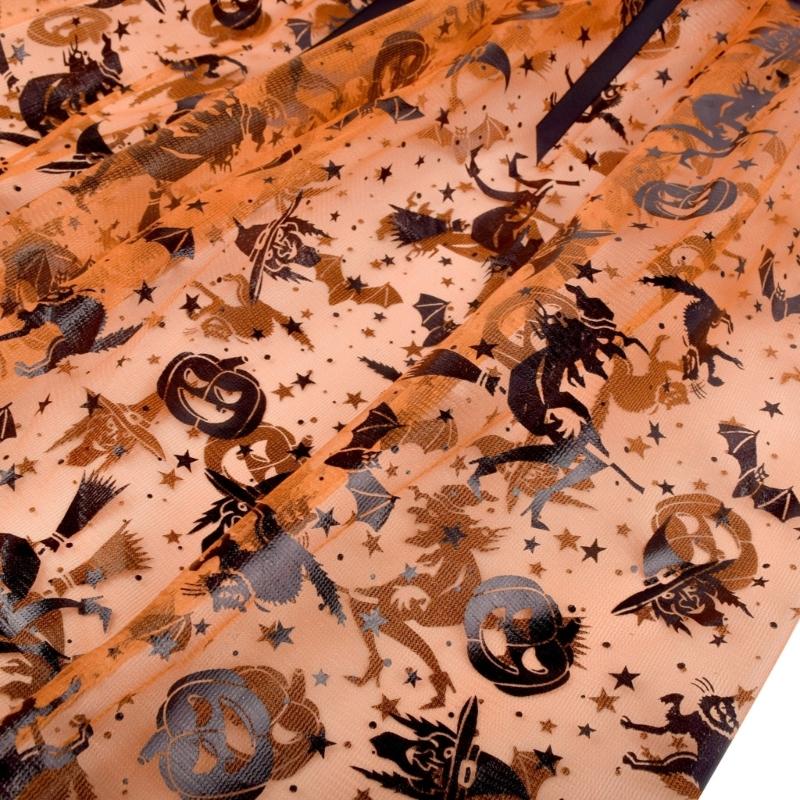 Encantador Capa de Halloween para Niños Disfraz Cosplay Telaraña Calabaza Bruja Malla de Tul Capa para Carnavales Evento Temático