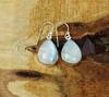 Solid 925 Sterling Silver Moonstone Gemstone Handmade Designer Earrings Pear Earrings