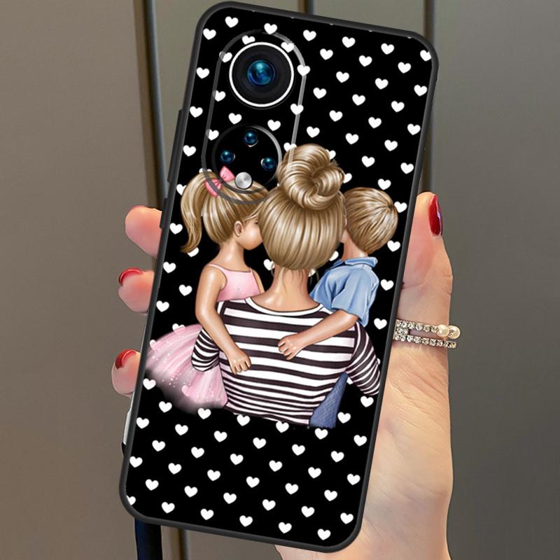 Piękna Matka Córka Syn Dla Huawei P20 P30 P40 Lite Pro P Smart 2019 Nova 9 5T Etui na Telefon Dla Honor 50 8X 9X 10i
