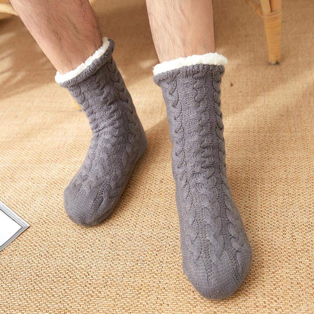 Chaussettes d'hiver en peluche pour hommes, épaisses, chaudes, douces, antidérapantes, mi-mollet, chaussettes de sol pour la maison, bonneterie
