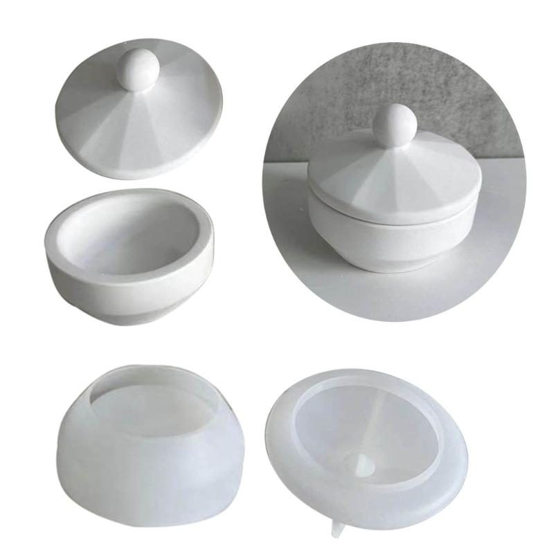Jewelry Storage Box Silicone Molds DIY Round Shape Box with Lid Box Resins Moulds Jewellery Container Castings Molds