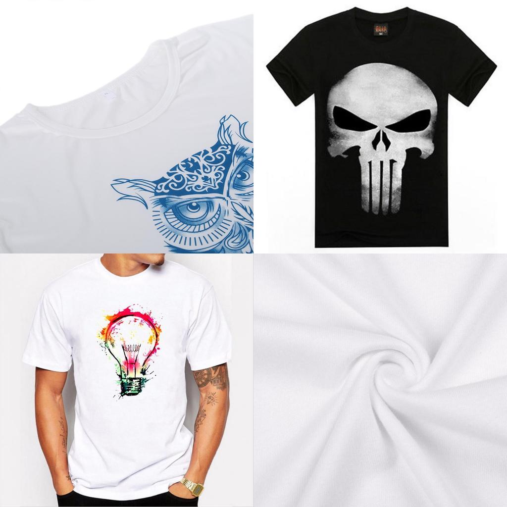Owl Light Bulb Skull Pattern T Shirt For Men Casual Short Sleeve Printed Fabric Youth Wear