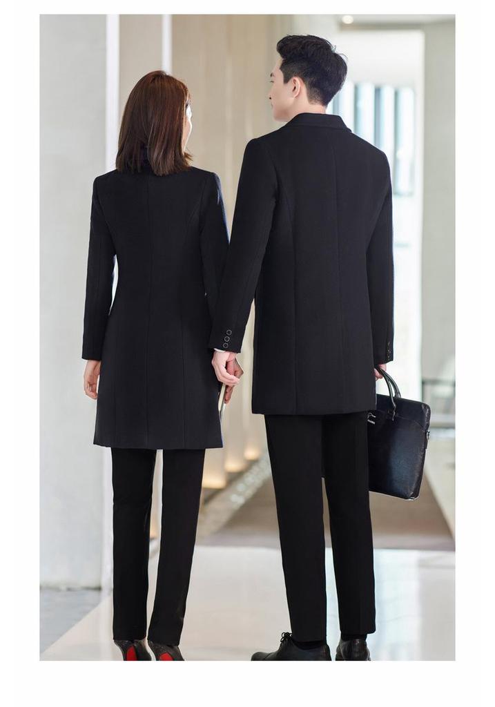 Unisex Mid-Length Wool Coat - Professional Attire for Office and Reception