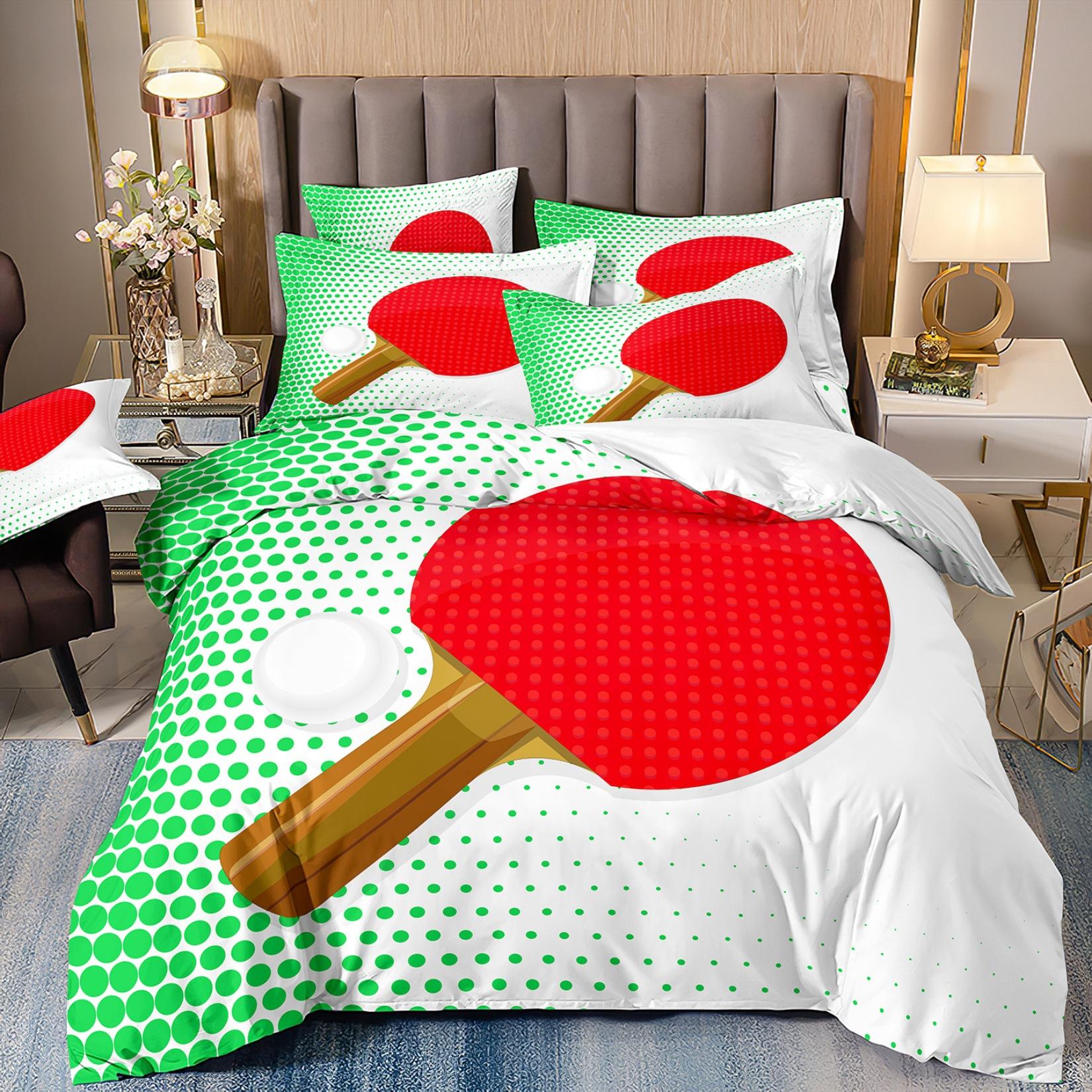 

Sports Badminton Table Tennis 3D Digital Printing Quilt Set Three-Piece Set cover 70 * 133 and 50 * 75 * 1