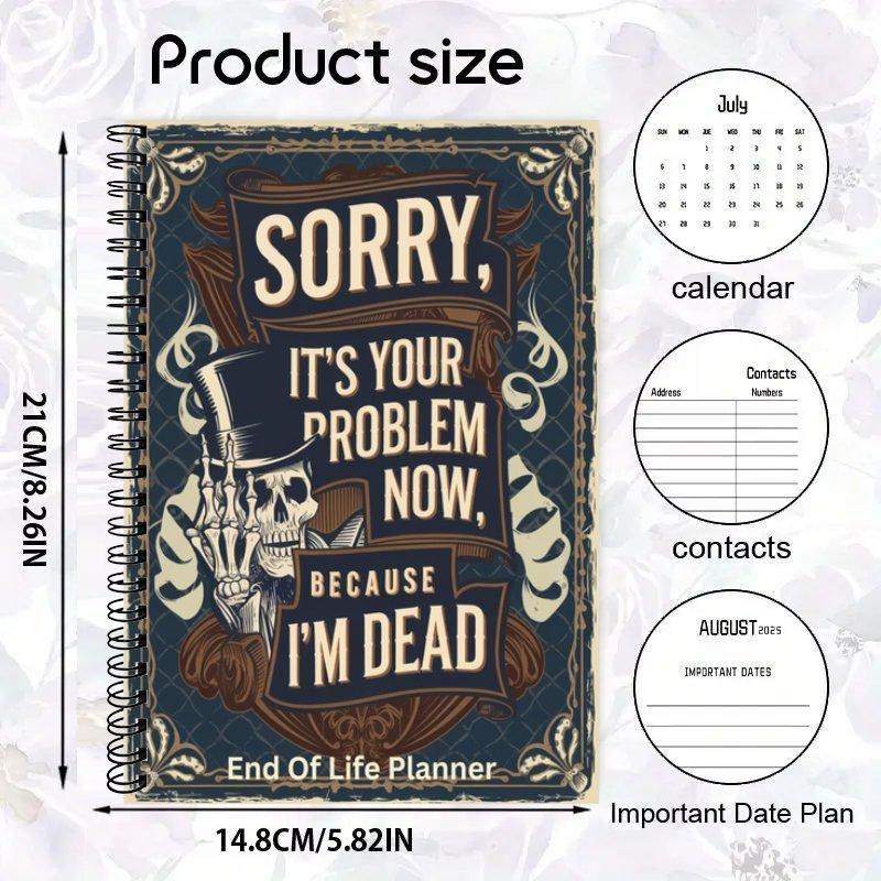 Customizable Spiral Notebook Thoughtful End Life Planning Laminated Cover Gift End-of-Life Care Family Guidance A5 Size CMYK