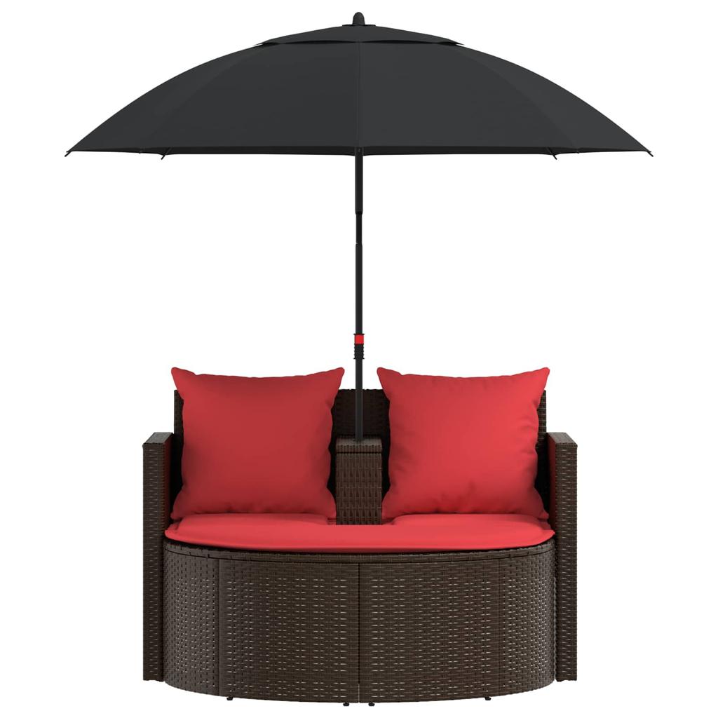 Garden Sofa in Brown and Red 168 x 168 x 180 cm Poly Rattan