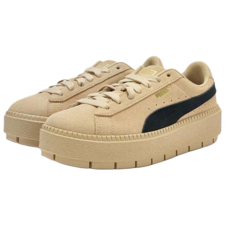 Puma Platform Comfortable Versatile Breathable Height Increasing Low Top Sneakers Women Sneakers Brown 365830-21