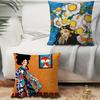 Vintage Abstract Girl Hair Flower Pillow Case Home Decor Throw For Sofa Bed Car Room Decor Gift Idea
