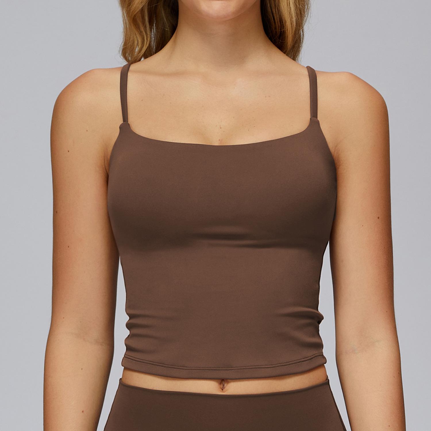 

Grinding Yoga Vest Hollow Beauty Back Strap Sports Vest Outdoor Running Fitness Top Women XL шоколад коричневого кольору