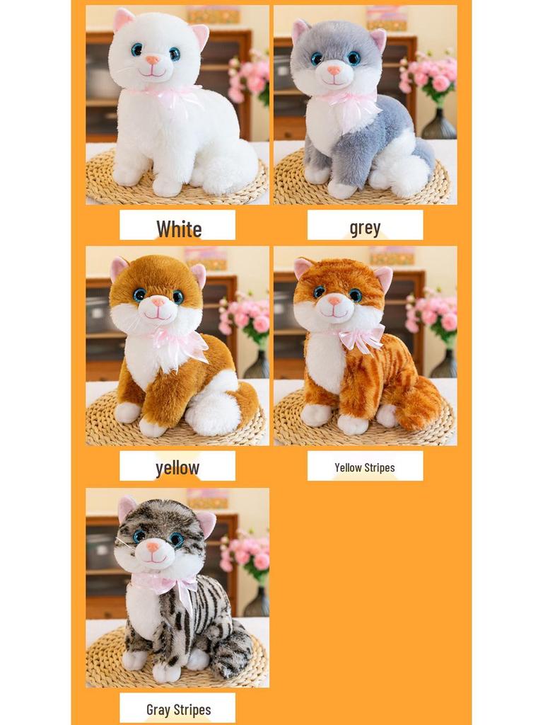 Realistic Meowing Musical Cat Plush Toy - Lying Kitten Doll Birthday Gift