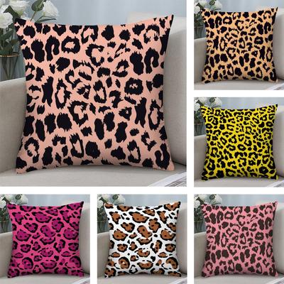 Leopard Print Texture Cushion Cover Soft Plush Fabric Double-Sided Printed Sofa Cushion Cover for All Seasons Home Decor Gift