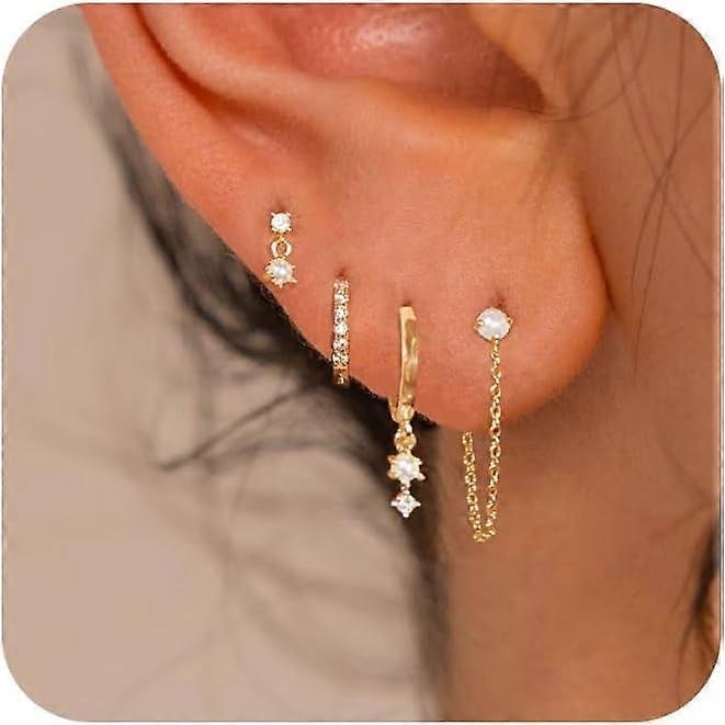 Gold Plated Earrings for Women: Hypoallergenic Pearl Drop, Dainty Huggie Hoop Stack – Compatible with 14k Gold