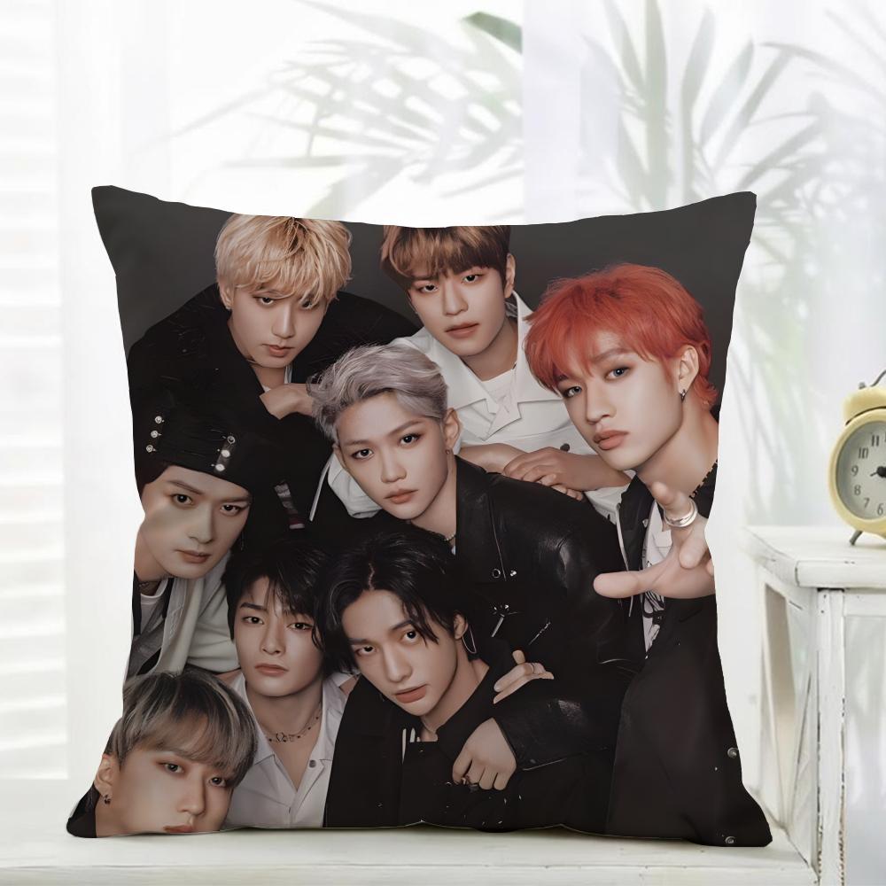 SStray Kids Cushion Cover Daily Washable Linen Pillowcase Soft for Sofa Bed Home Room Decor