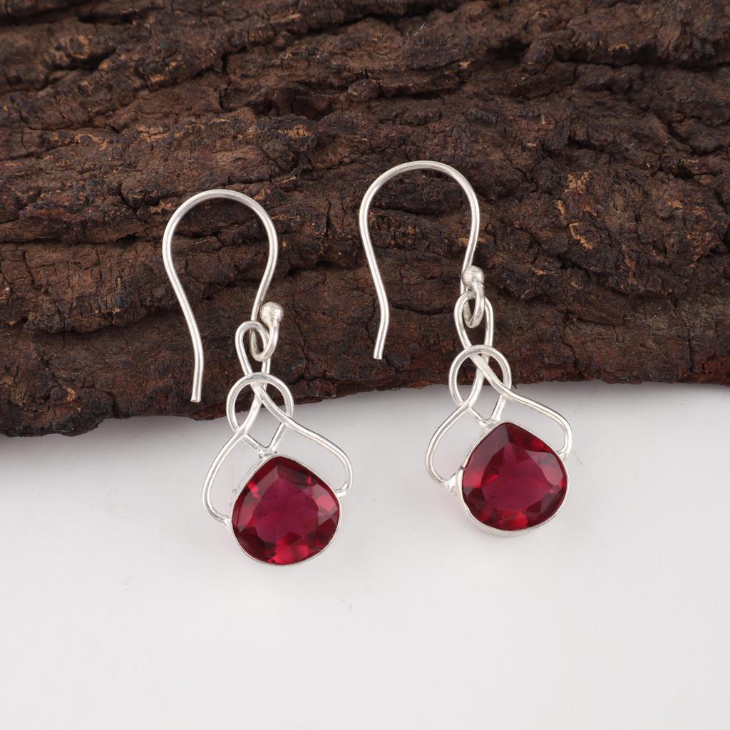 Pink Rubellite Gemstone Jewelry, 925 Sterling Silver Earrings, Beautiful Silver Earrings, Handmade Healing Earrings For Women