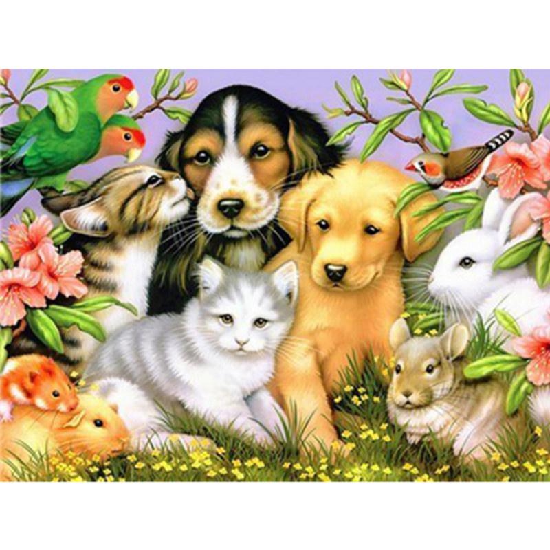 5D DIY Diamond Painting Cute Dog In Oil Painting Diamond Embroidery Cross Stitch Kit Full Rhinestone Mosaic Home Decor