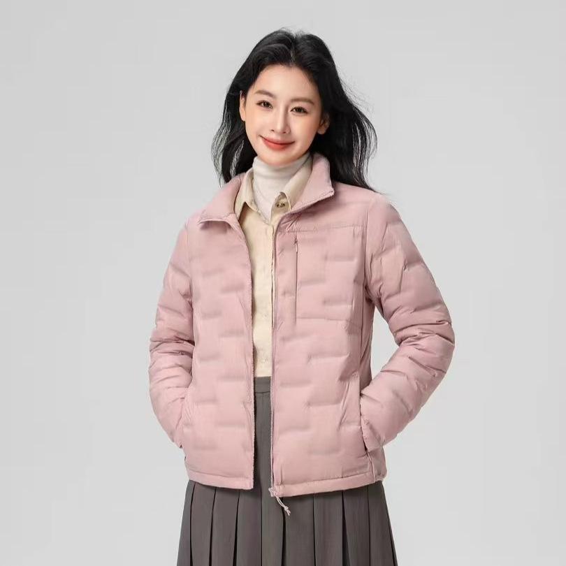 Women's Stand Collar Long Sleeve Puffer Jacket Regular Fit Commuter Down Coat