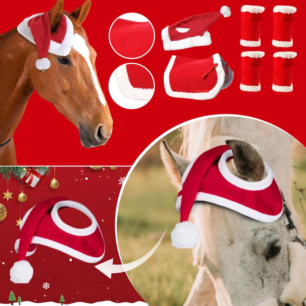 Christmas Suit Pet Horse Leg Guard Horse Hat Saddle Standing Wrap Horse Legs Loose And Comfortable, Suitable For