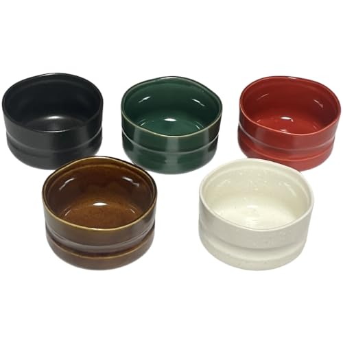 Ale-net Matcha Bowls, Set of 5, 9.2 x H6cm, Hannari Bowl Set, Mino Ware Porcelain