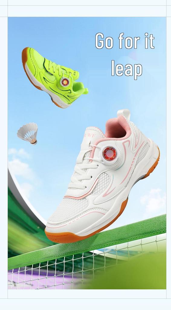 Unisex Kids' Breathable Badminton Shoes, Shock-Absorbing Sports Footwear for Youth Competition and Training