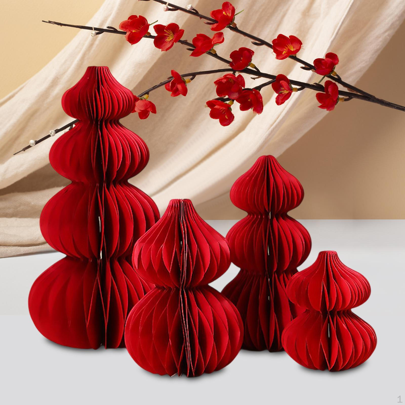 

4 шт. Китайский год красный оригами ремесло весенний фестиваль украшения для прикроватных столиков Without Cards