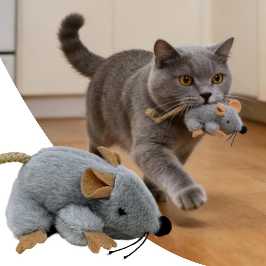 Cat Toy Mouse Built-in Sound Compact Play Game Stuffed Cat Toys for Daily Ground Home Indoor Outdoor Birthday Holiday Pet