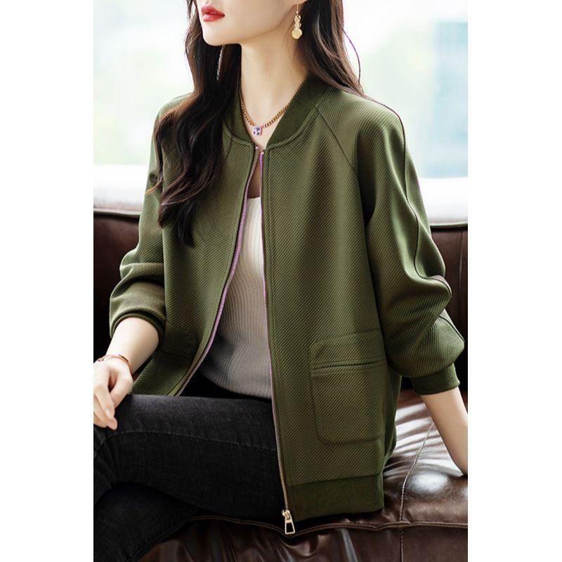 

September Momo Autumn Short Plus Size Ladies Loose Baseball Uniform Green L