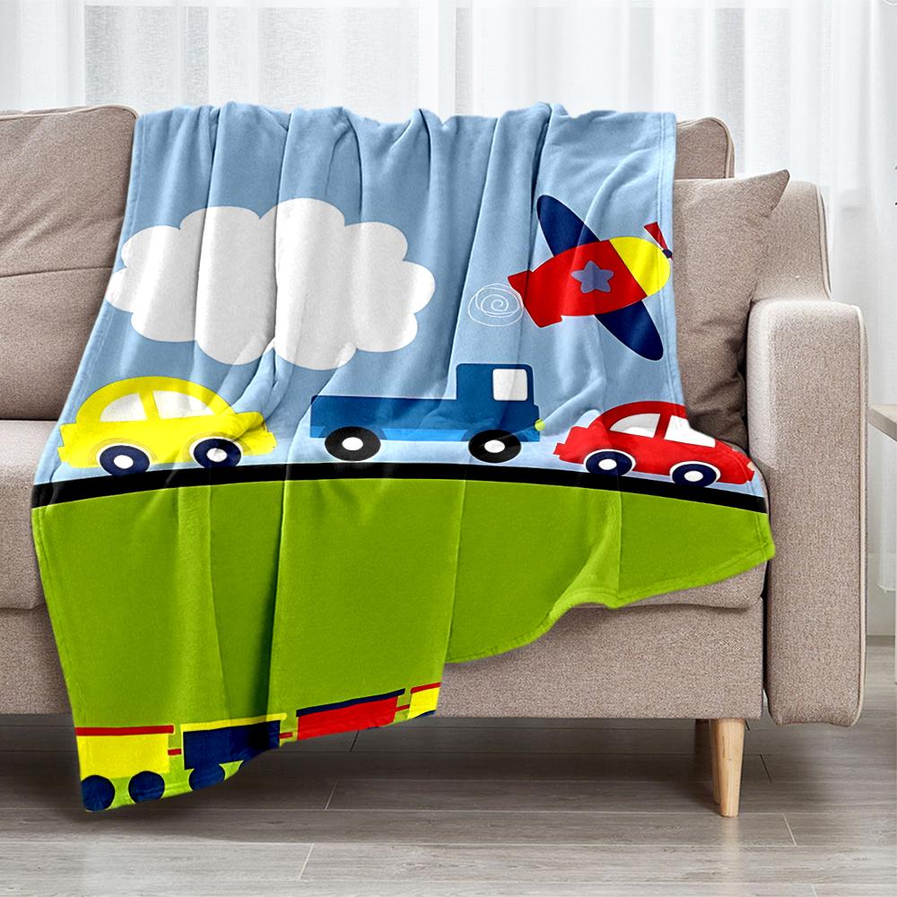 Cute Cars Theme Printed Blanket - Perfect for Couch, Bed, Travel & Outdoor Use | Machine Washable, Cozy & Durable.