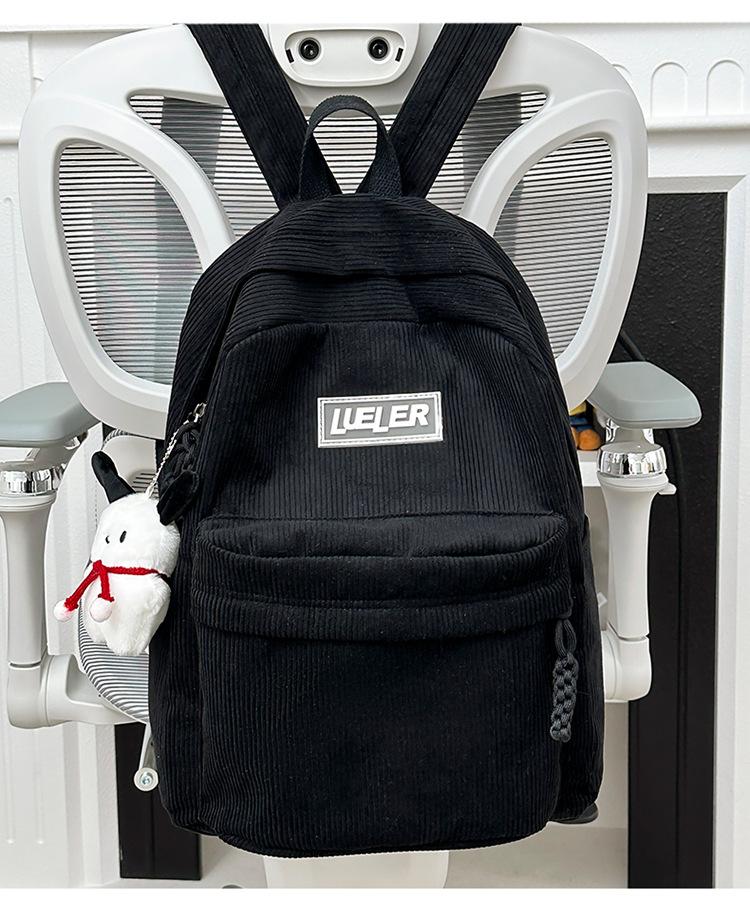 Schoolbag corduroy bag women's backpack 1011 new casual versatile female college student junior high school schoolbag women's backpack
