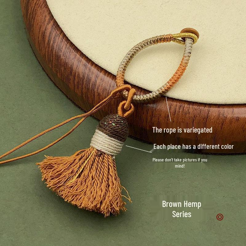 Handwoven Gradient Vajra Knot Tassel Cotton Keychain Pendant Accessory