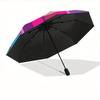 1pc Tartan Pattern Automatic Opening/Closing Folding Umbrella with 17 Ribs, Plastic Handle, Windproof Portable Sunshade Umbrella Halloween a
