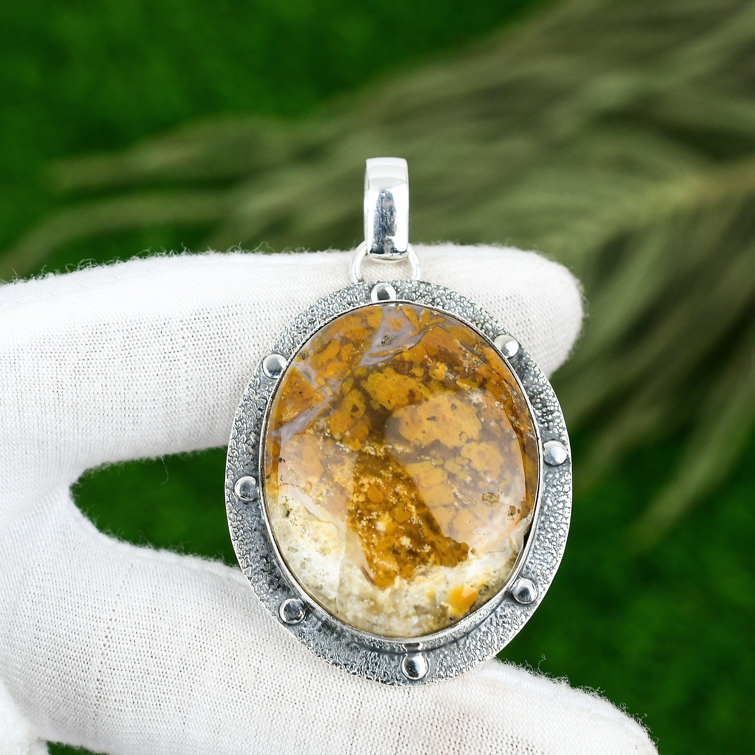 Распродажа ко Дню матери Плюмовый агат Камень 925 Стерлинговое серебро Безель Новая подвеска Ювелирные изделия