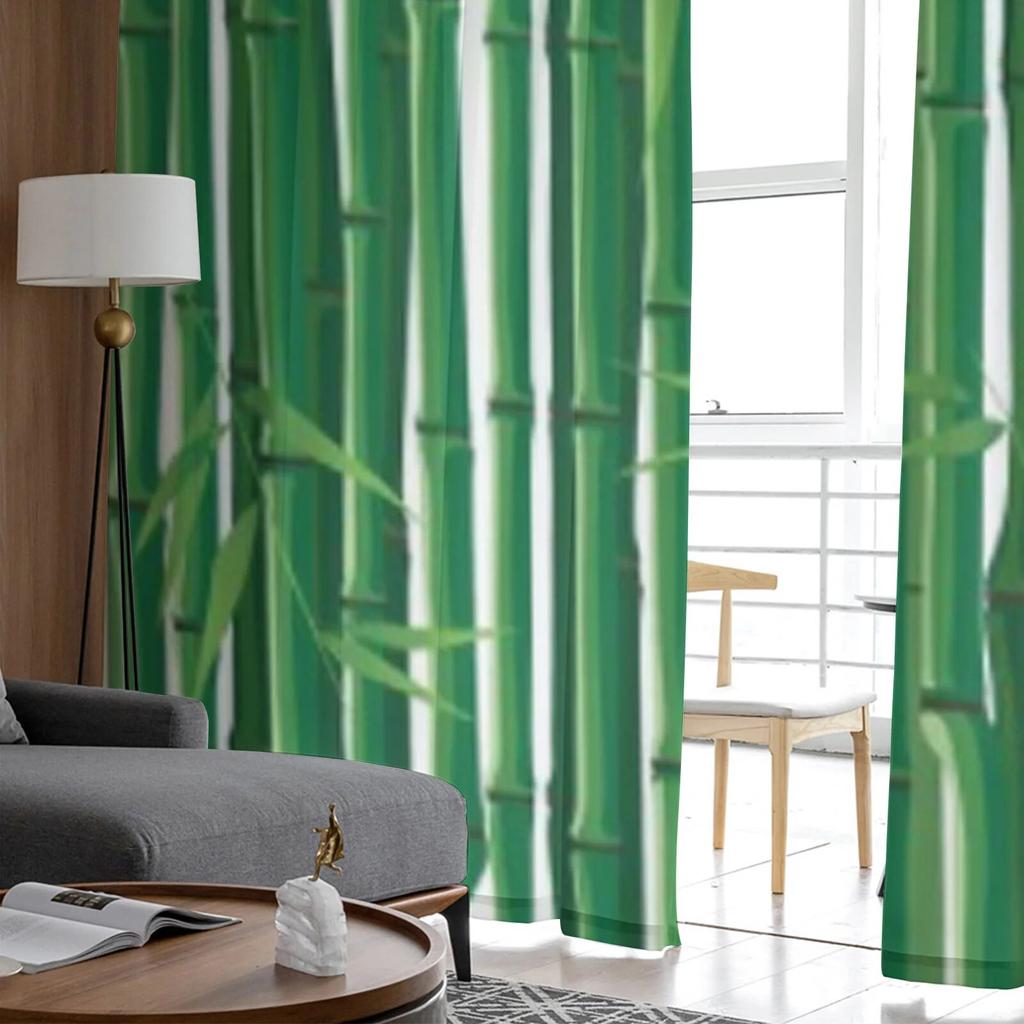 Bamboo Green White Tulle Sheer Curtains For Living Room Bedroom Modern Chiffon Voile Organza Drapes Decor