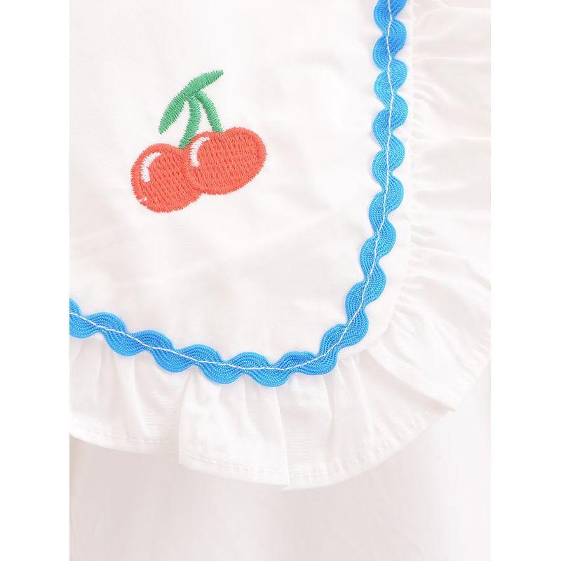 Kaslead New Arrival Women's Fashion Style Fashion Casual Minimalist Cherry Embroidery Short Shirt